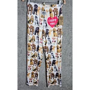 Brief Insanity I Ruff You Puppy Dog Lounge Pants Womens Sz S Pockets Drawstring